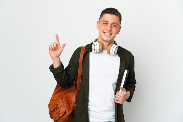 Jovem estudante caucasiano isolado