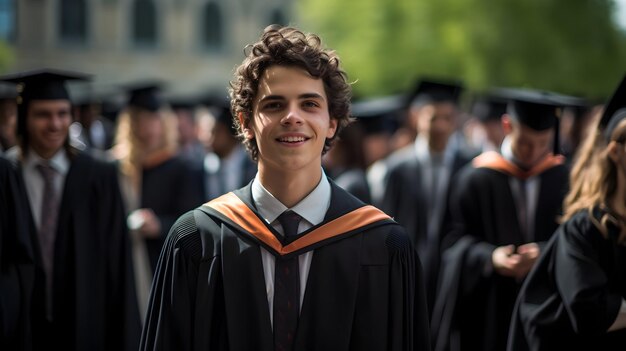 Jovem estudante feliz e confiante no dia da formatura