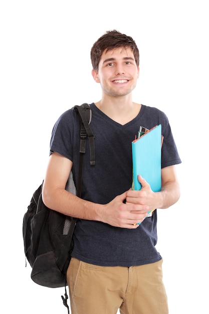 Jovem estudante masculino com livros