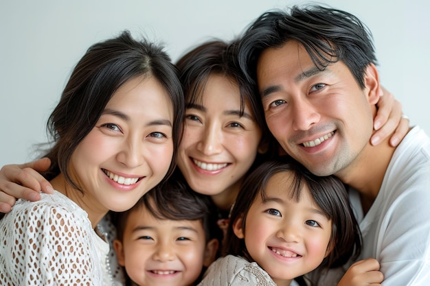 Jovem família asiática se divertindo juntos em casa no inverno