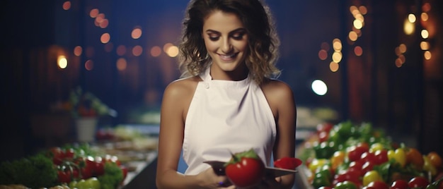 jovem feliz cozinhando e fazendo uma chamada de vídeo através de um telefone inteligente na cozinha