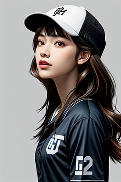 Jovem garota bonita usando chapéu com características faciais requintadas modelo beleza papel de parede fundo