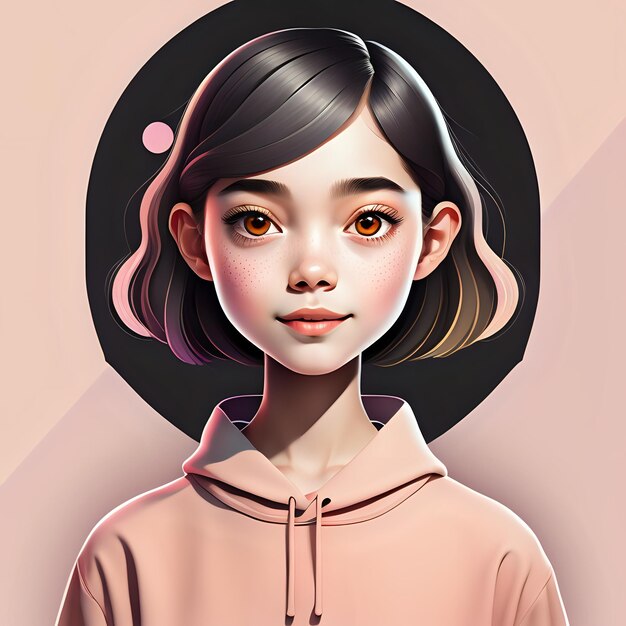 Jovem garota personagem avatar ilustração arte em cores pastel garota modelo de desenho animado garota generative ai
