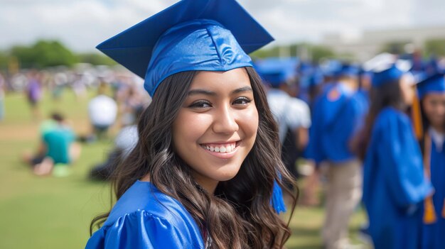 Jovem graduada hispânica na sua formatura