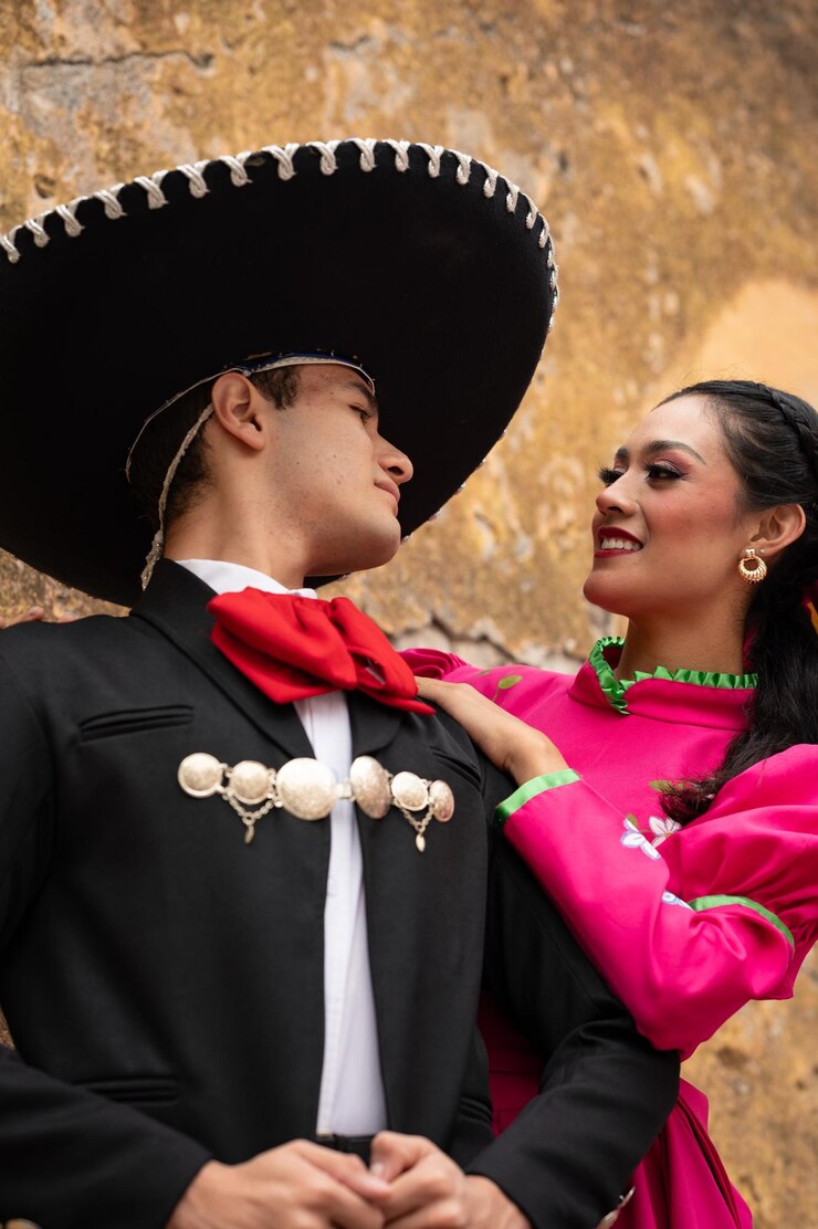 jovem hispânico e homem no dia da independência ou desfile de cinco de maio ou festival cultural