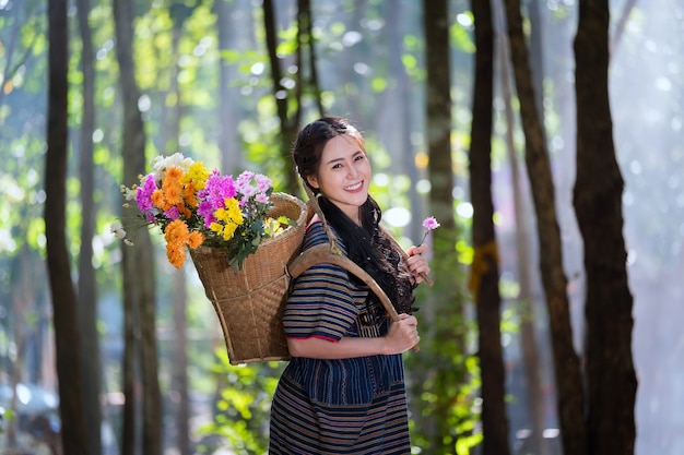 Jovem, karen, mulher, sorrindo