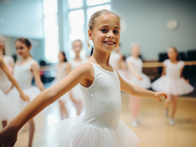 Jovem linda bailarina na aula de dança