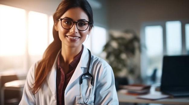 Jovem médica no hospital