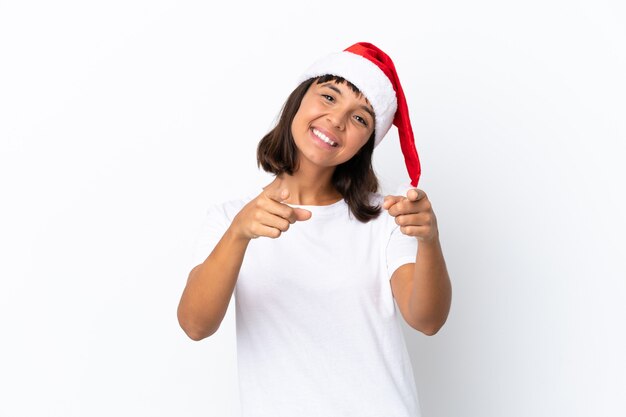 Jovem mestiça celebrando o Natal