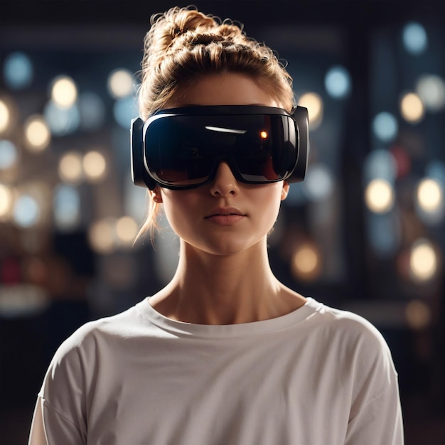 jovem moderna usando óculos VR