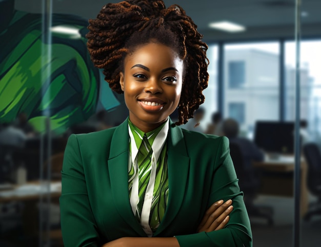 jovem mulher africana gerente líder profissional no escritório moderno corporativo portait mulher de negócios