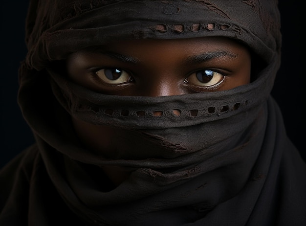Jovem mulher árabe com um véu preto