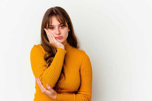 Jovem mulher caucasiana fofa isolada