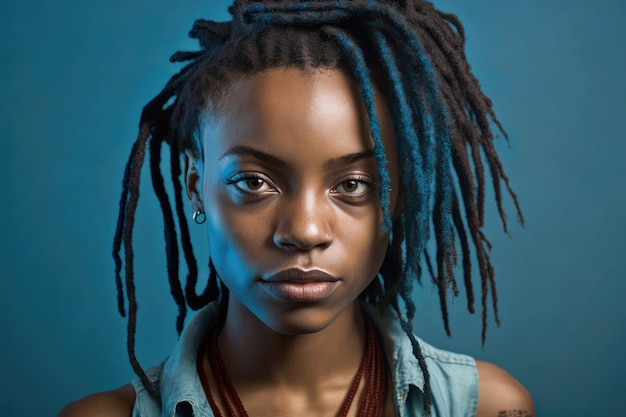 Jovem mulher com lindos dreadlocks Generative AI