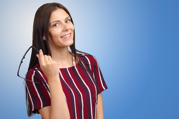 Jovem, mulher feliz, retrato