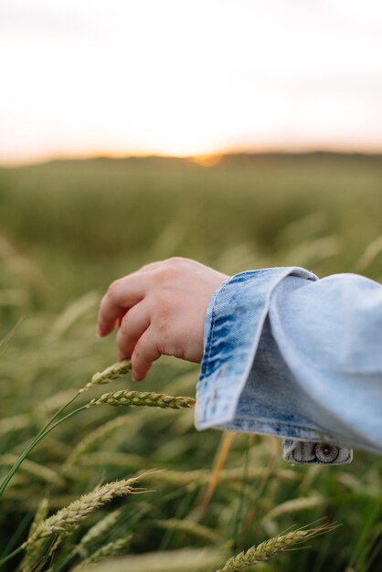 Jovem no verão em um campo de trigo