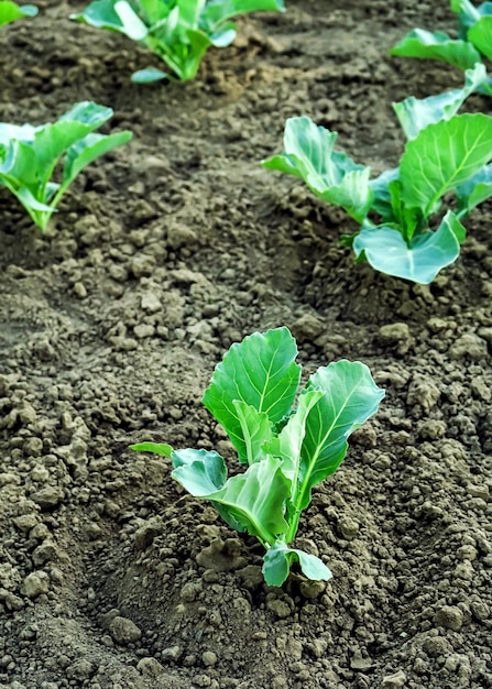 jovem repolho branco cresce no jardim em uma fazenda de vegetais. conceito de cultivo de repolho