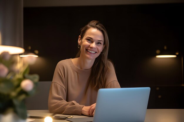 Foto jovem sorridente navegando em compras on-line usando laptop