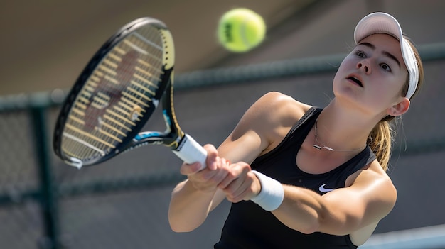 Jovem tenista batendo um backhand