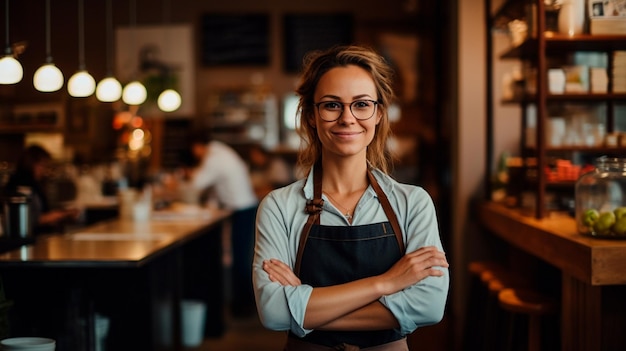 jovem trabalhando no café