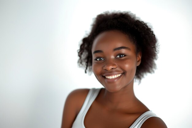 Foto joven afroamericana hermosa posando frente a la cámara