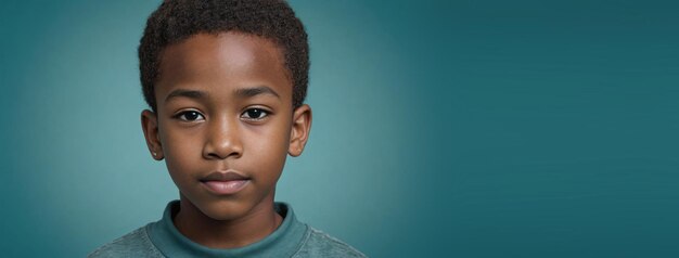 Un joven afroamericano aislado en un fondo de azul azul con espacio para copiar