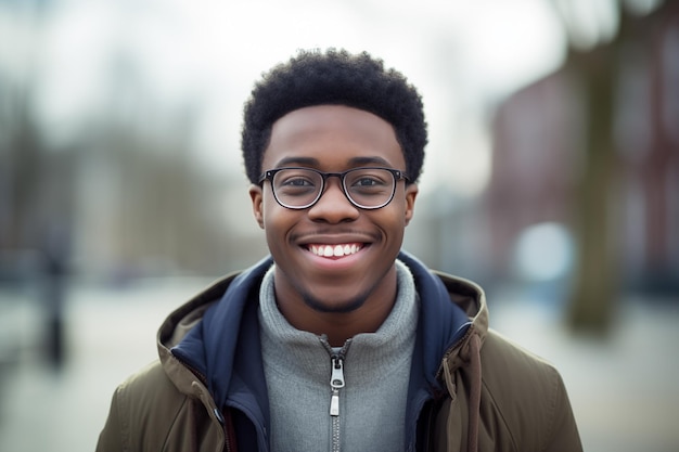 Joven afroamericano con gafas