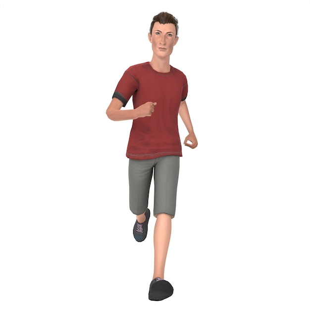 joven, alto, niño, 3d, modelado