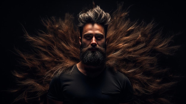 joven apuesto con barba en camiseta blanca