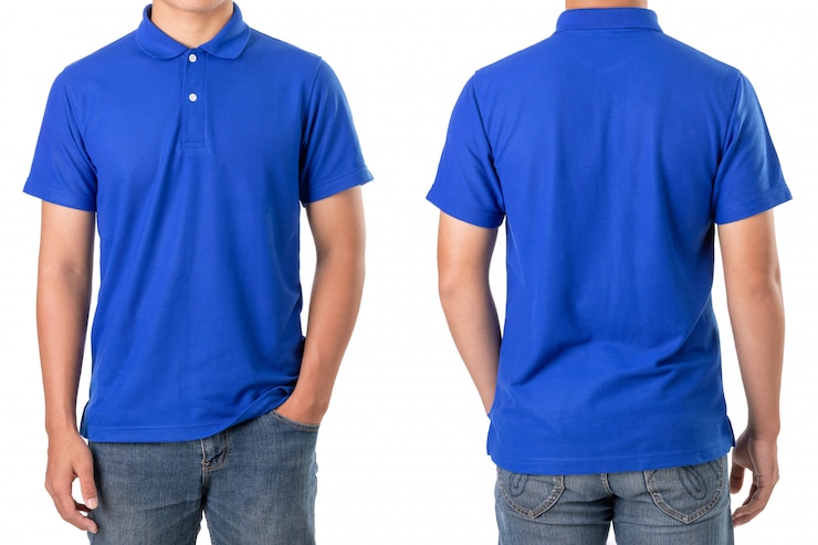 Joven asiático llevar una camiseta polo azul