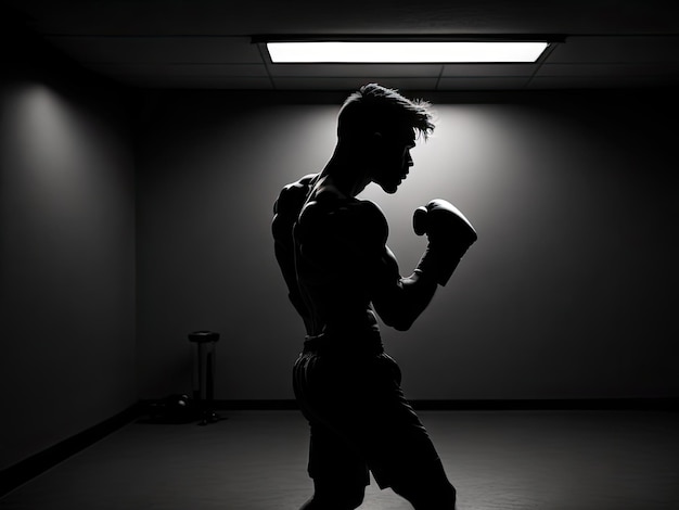 Joven boxeador entrenando en el gimnasio ai generativo.