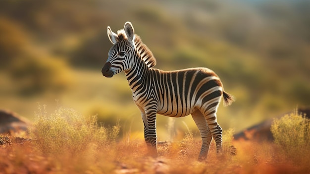 Una joven cebra de montaña del Cabo IA generativa