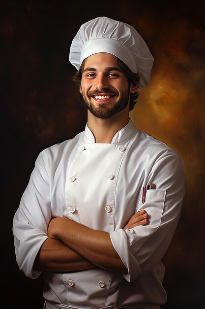 Foto joven chef con fondo blanco