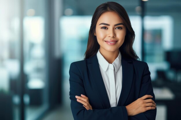 Joven confiada sonriente mujer de negocios asiática líder empresario exitoso elegante profesional com