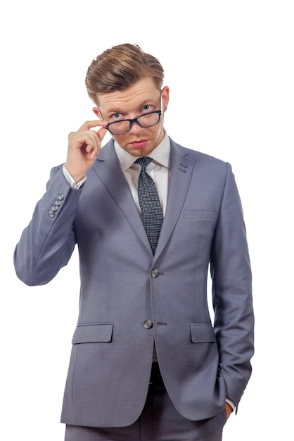 joven, en, un, corbata, con, anteojos