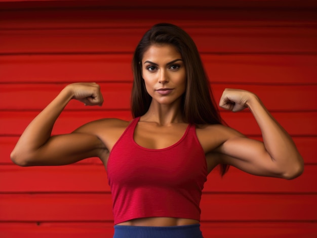 Foto una joven culturista mujer fuerte entrenando a una chica