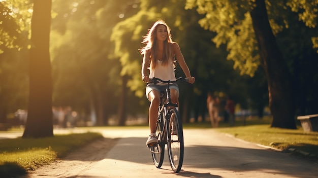 Joven deportista montando en bicicleta