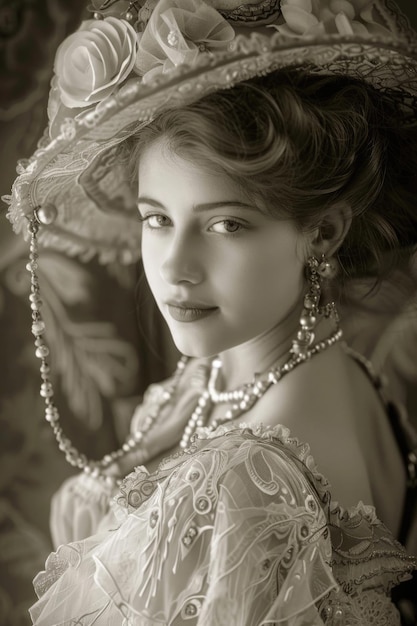 Foto una joven deslumbra con el glamour y la sofisticación de la edad de oro.