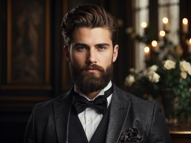 Un joven elegante con barba.