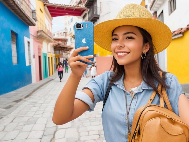 Foto joven elegante usando una computadora portátil