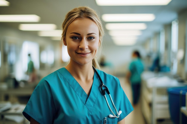 joven enfermera en un hospital