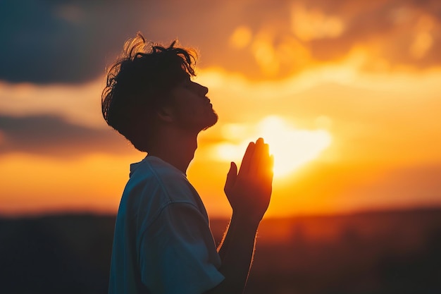joven espiritual orando a dios