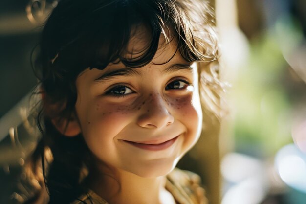 Una joven está sonriendo y mirando a la cámara