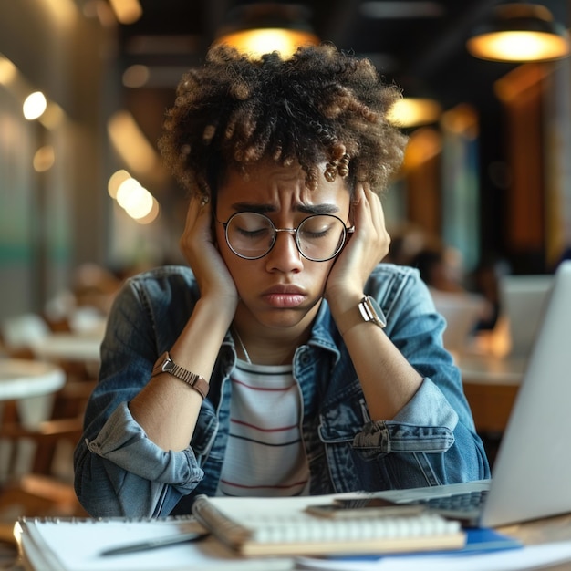 Un joven estresado en el trabajo