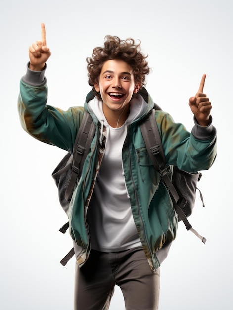 Un joven estudiante feliz sobre fondo blanco transparente