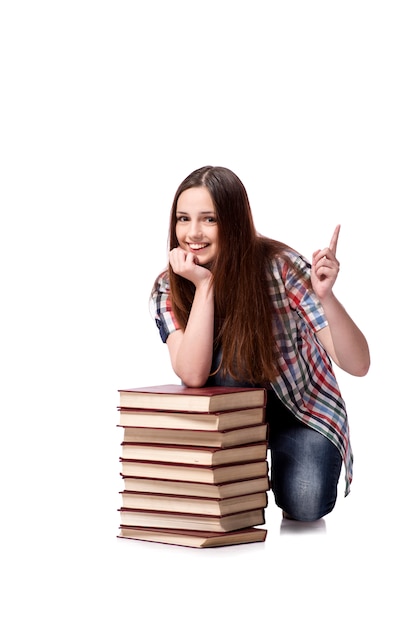 Foto joven estudiante preparándose para los exámenes escolares