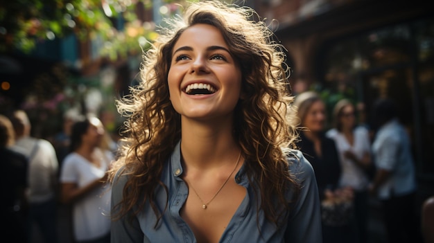 Joven, feliz, muy sonriente, mujer de negocios profesional, feliz, confiada, positiva, empresaria