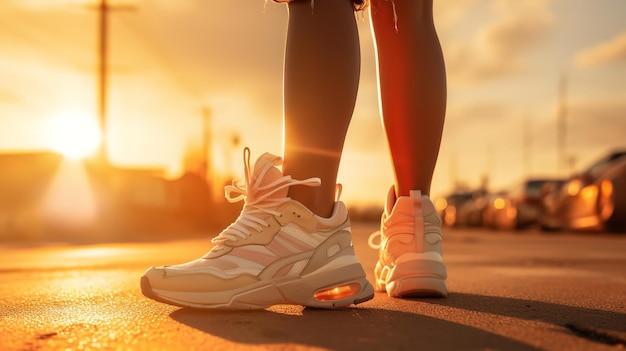 Una joven en forma está haciendo ejercicio afuera por la mañana para la salud de su estilo de vida corriendo IA generativa