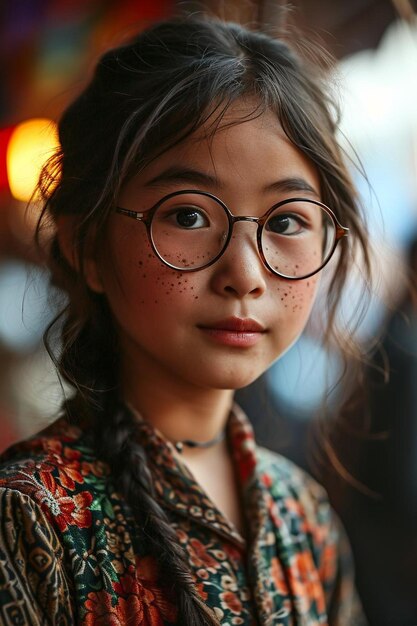 una joven con gafas y una bufanda