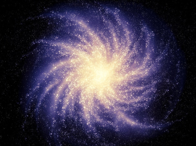 Joven galaxia espiral con brazos de gas y estrellas